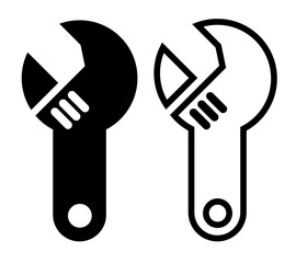 wrench, simple set vector icon, silhouette and outline