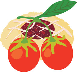 Goji dessert icon isometric vector. Fresh ripe red goji berry and fruit cookie. Dessert, breakfast, food concept