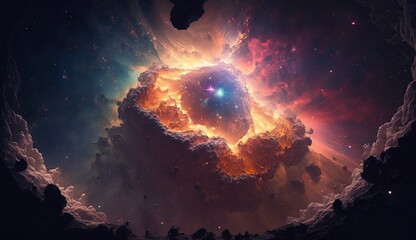 illustration, the universe with many stars, generative ai