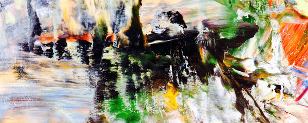 Colorful abstract background wallpaper. Modern motif visual art. Mixtures of oil paint. Trendy hand painting canvas. Wall decor and Wall art prints Idea. 3D Texture. Art object	