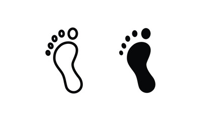 Fototapeta na wymiar Foot print icon. Bare foot print Black on white feet icon vector , stock vector illustration flat design style