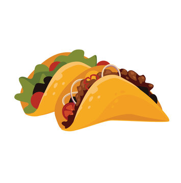 Concept Welcome to Mexico tacos. This illustration is a flat vector design depicting the concept of Mexican cuisine. Vector illustration.