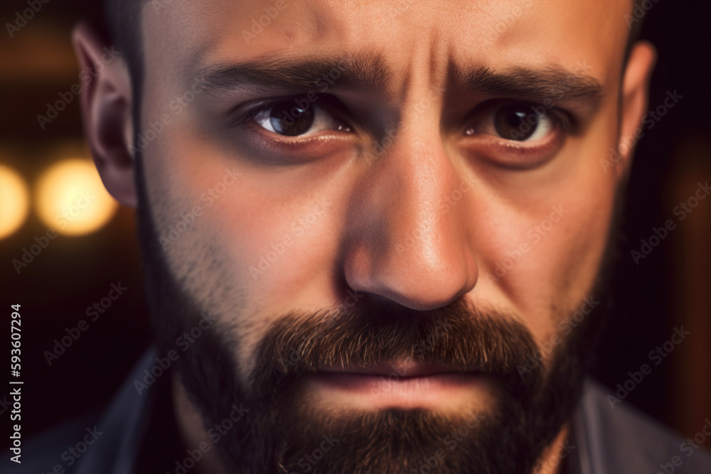 Poster a close up of a man with a beard. ai generative image