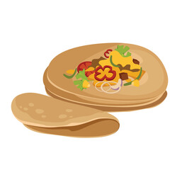 Concept Welcome to Mexico tortillas. The illustration features a flat and colorful vector design of a concept related to Mexico. Vector illustration.