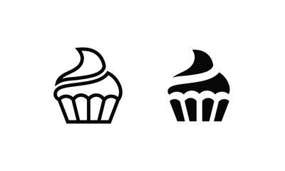 cream cupcake muffin icon illustration confectionery icon button, vector, sign, symbol, logo, illustration, editable stroke, flat design style isolated on white Sweet food