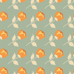 Fototapeta premium Stylize flower seamless pattern. Elegant botanical background. Abstract floral wallpaper.