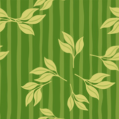 Simple leaves Seamless pattern. Decorative forest leaf endless wallpaper. Organic background.