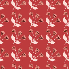 Simple floral ornament seamless pattern. Cute flower wallpaper. Creative plants endless wallpaper.