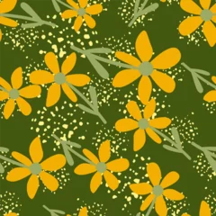 Stof per meter Stylized tropical simple flower seamless pattern. Decorative floral ornament endless background. © smth.design