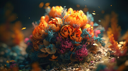 Fototapeta na wymiar Surreal & Psychedelic flower illustration. Generative AI. 
