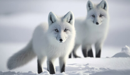 つがいの北極狐 | Arctic fox couple Generative AI	