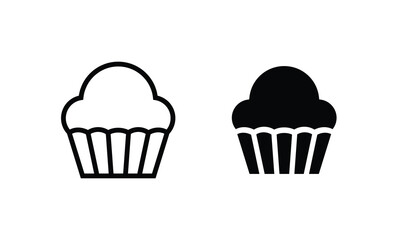 cream cupcake muffin icon illustration confectionery icon button, vector, sign, symbol, logo, illustration, editable stroke, flat design style isolated on white Sweet food