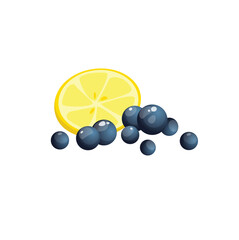 Concept Seafood tuna caviar. This illustration is a flat vector design concept of seafood featuring a delicacy: caviar black with a piece of lemon. Vector illustration.