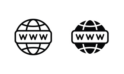 Obraz premium Globe, World, Go to web Website icons set Communication, WWW, World wide, support, social media, contact us, internet icon symbol sign vector collection Editable stroke isolated in white