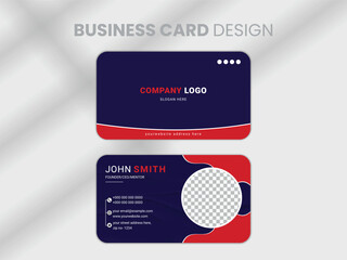 Red and dark blue Business card design template for professional or creative identity. Modern shape unique business card design templates. 