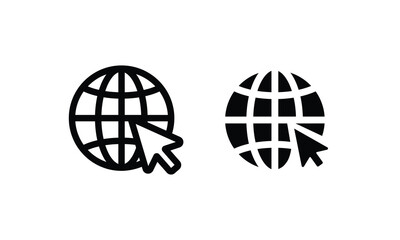Globe, World, Go to web Website icons set Communication, WWW, World wide, support, social media, contact us, internet icon symbol sign vector collection Editable stroke isolated in white