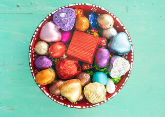 Colorful Ramadan Eid Candy and Chocolate, Traditional Ottoman Cuisine Desserts Photo in the Ottoman Tile, Üsküdar Istanbul, Turkiye