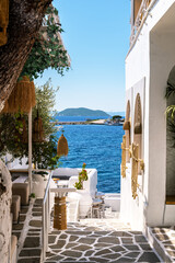 Gateway to the sea in a Greek cafe.