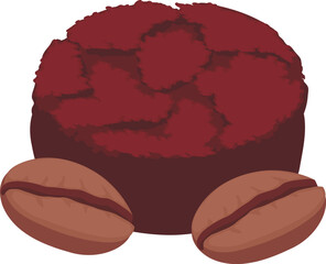 Coffee dessert icon isometric vector. Homemade dark sponge cake and coffee bean. Dessert, food concept