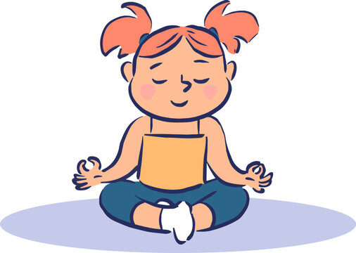 Yoga enfant fille rousse posture assise Sukhasana