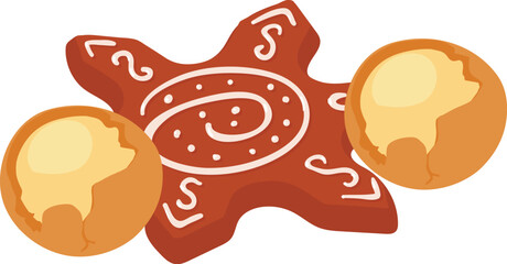 Festive dessert icon isometric vector. Home gingerbread cookie and macadamia nut. Dessert, food concept