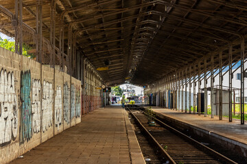 Marilia, Sao Paulo, Brazil, March 21, 2023. Deactivated platform of the old train station in the city of Marilia, SP