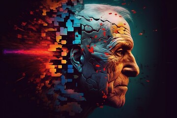 Colorful representation of Alzheimer's disease progression, Generative Ai
