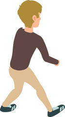 Standing man icon isometric vector. Young man in casual clothes, view from behind. Guy, human, person, character