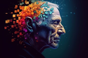 Colorful representation of Alzheimer's disease progression, Generative Ai
