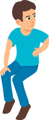 Obraz premium Sitting man icon isometric vector. Seated young brunette man in casual clothes. Guy, human, person, character