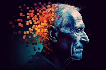 Colorful representation of Alzheimer's disease progression, Generative Ai