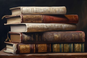 Antique open Books, Painting, AI Generative