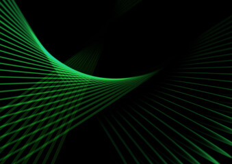 緑に輝く抽象ウェーブ