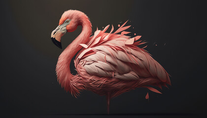 Flamingo abstract wallpaper. Background with cute flamingo bird in Pastel colors generative ai