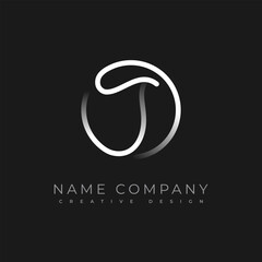 Fototapeta premium Letter J. Monogram Logo. Hand drawn is an cursive initial letter J combined with a round frame. Emblem for identity company, printing, banner, walls. Vector icon design template element