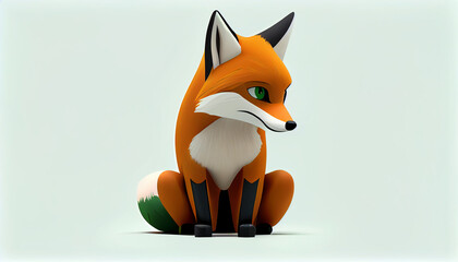 Obraz premium Cartoon fox with a green tai Ai generated image