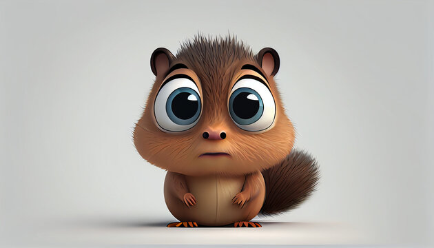 Cartoon squirrel with big eyes and big eyes  Ai generated image