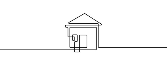 House shape drawing by continuos line, thin line design vector illustration