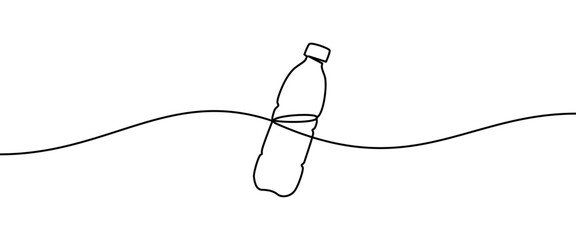 Water Bottle drawing by continuos line, thin line design vector illustration