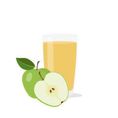 Glasses with fresh delicious apple juice in glass on white background
