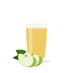 Glasses with fresh delicious apple juice in glass on white background
