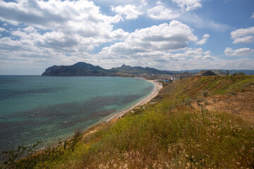 black sea coast, mountains and dry land