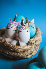 Easter eggs in the style of unicorns