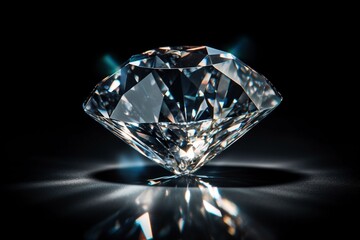 Flawless Perfection: Single Diamond on Dark Background Generative AI