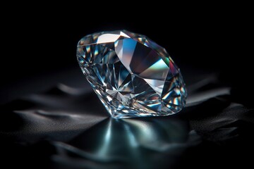 Fototapeta premium Flawless Perfection: Single Diamond on Dark Background Generative AI