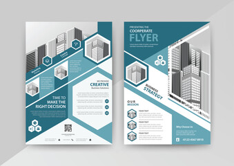 Fresh And Stylish Smart Home Brochure, AnnualReport, Magazine, Poster, Corporate Presentation, Portfolio, Flyer, infographic with blue color size A4, Front and back. Vector