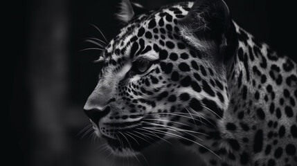 ヒョウの白黒写真 | Black and white photo of a leopard Generative AI