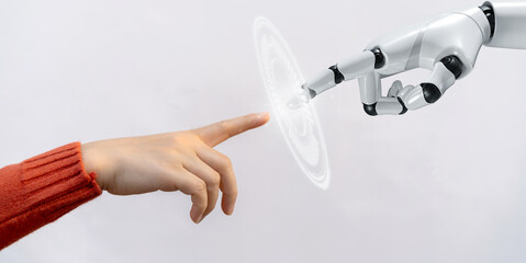 Concept of Artificial intelligence, AI robot, human, idea, development, think, futuristic...