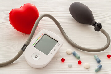 Blood pressure and heart rate test by medical blood pressure monitor