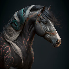 Obraz na płótnie Canvas Intricate bejeweled horse profile logo